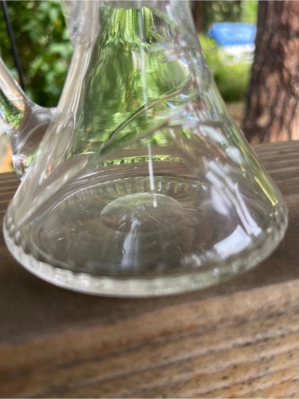 Vintage Etched Cruet Jar with Leaf Etching and Crystal Faceted Stopper - Picture 5 of 5
